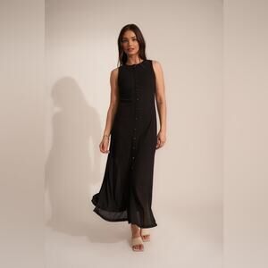 Callahan Mira Black Button-Down Sleeveless Maxi Dress
